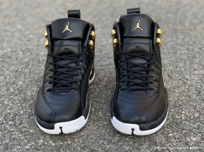 Official Maikesneakers Retro Jordan Black AO6068-007 Air Gold-White 12 Metallic 'Reptile' 0418